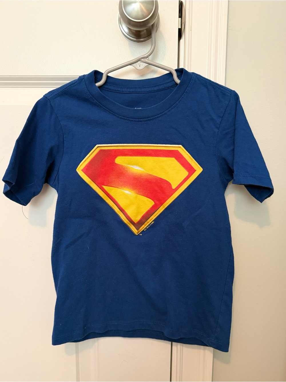 DC Comics Blue Superman Shield Tee with Red and Yellow Emblem